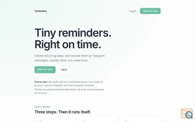 Screenshot of Tyminders