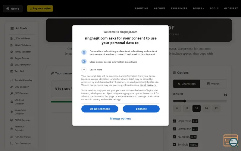 Screenshot of Password Generator, a launch using Follow.it