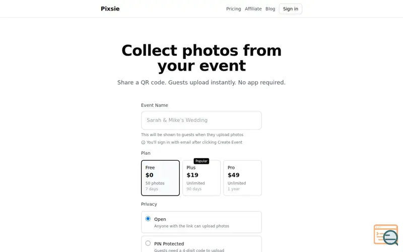 Screenshot of Pixsie
