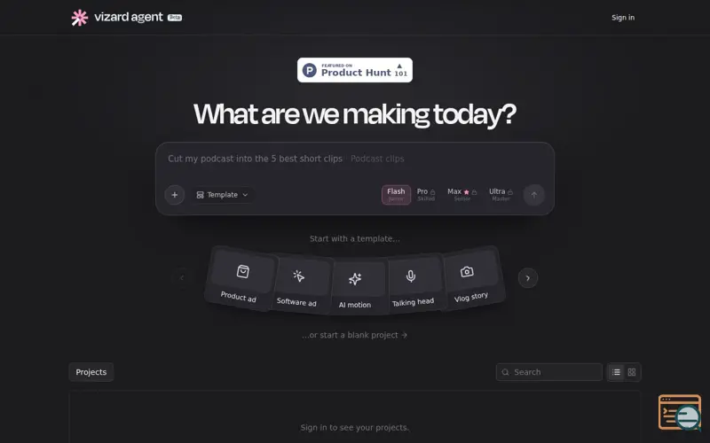 Screenshot of Vizard Agent