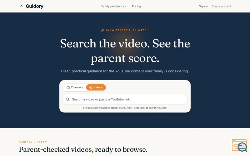 Screenshot of Guidory