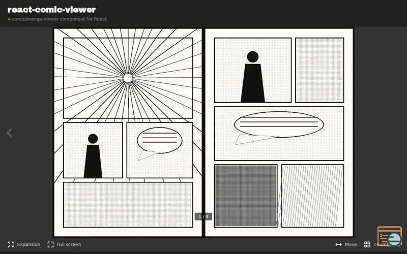 Screenshot of React-comic-viewer