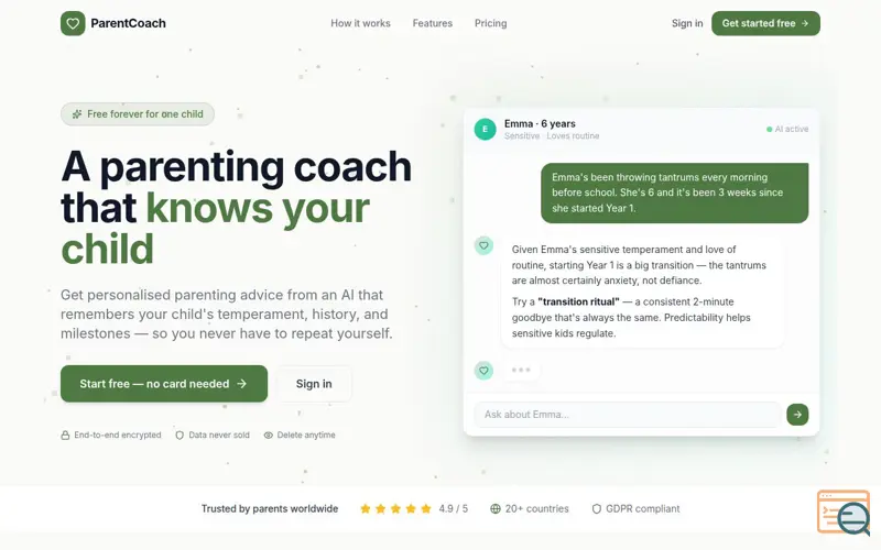 Screenshot of ParentCoach
