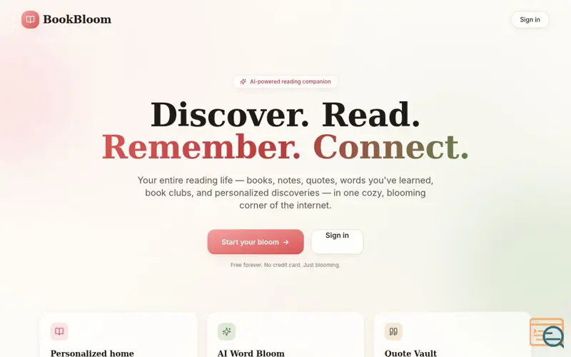Screenshot of BookBloom 