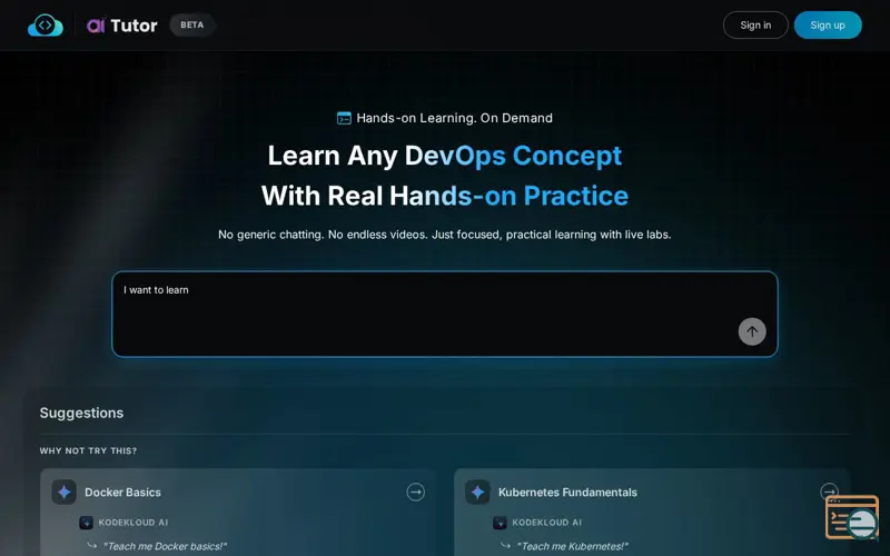 Screenshot of AI Tutor by KodeKloud
