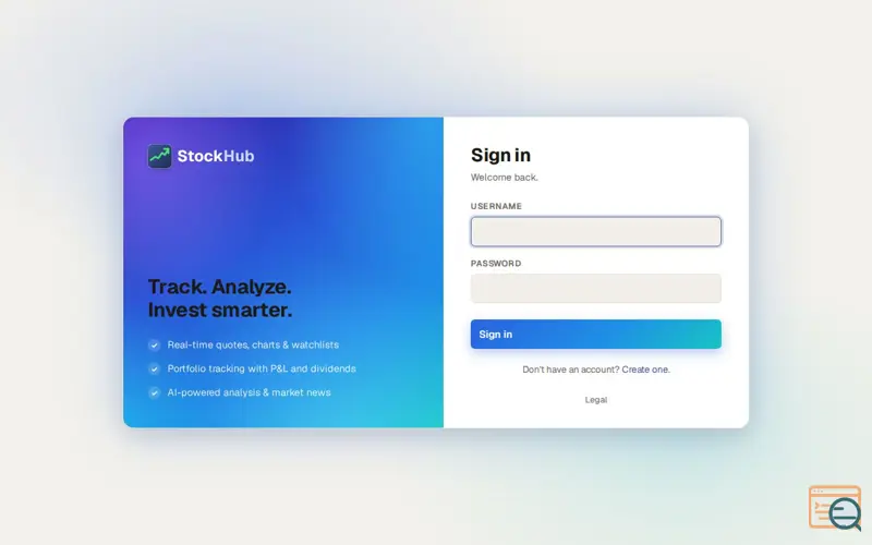 Screenshot of StockHub