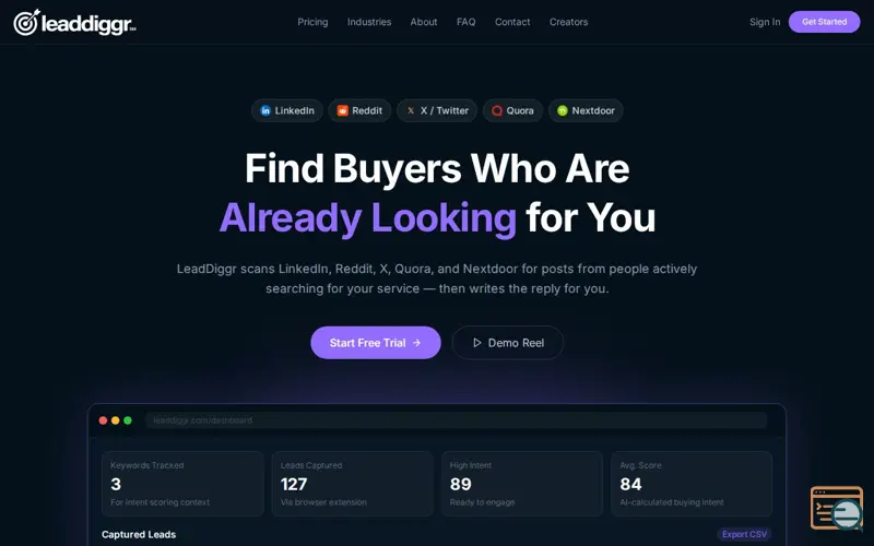 Screenshot of leaddiggr