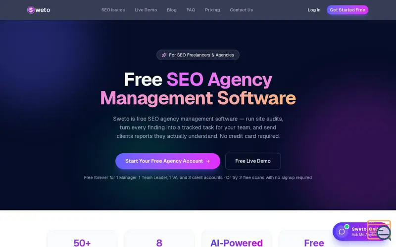 Screenshot of Sweto -Free SEO Agency Management App