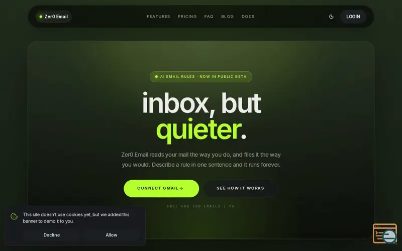 Screenshot of Zer0 Email