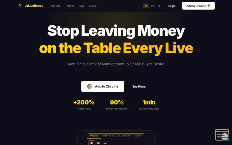 Screenshot of LeLiveBoost