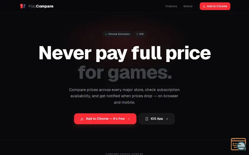 Screenshot of PlayCompare