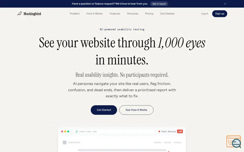 Screenshot of Mockingbird, a launch using Browserbase