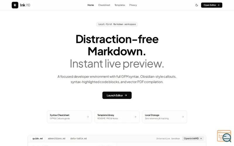 Screenshot of InkMD — Markdown Editor