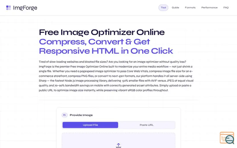 Screenshot of ImgForge — Free Image Optimizer Online