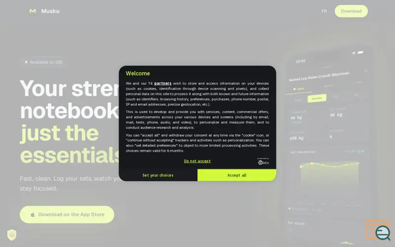 Screenshot of Musku, a launch using ConsentFramework