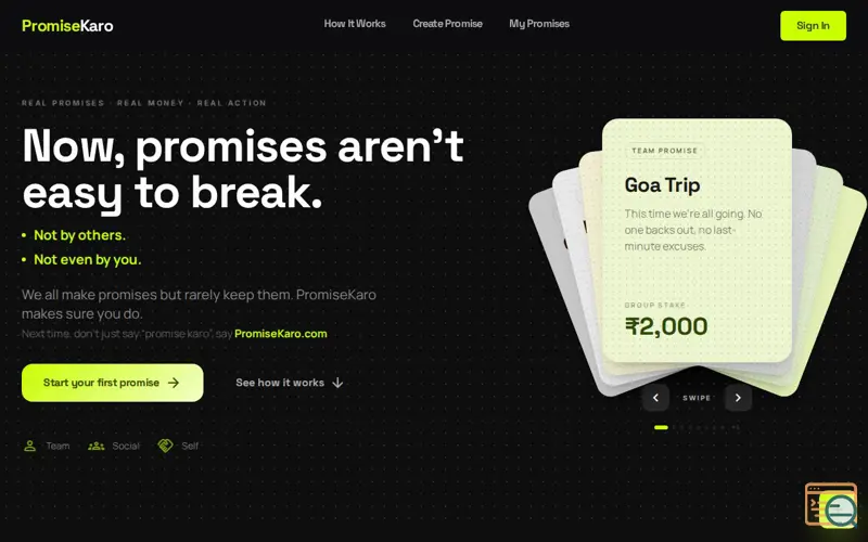 Screenshot of PromiseKaro