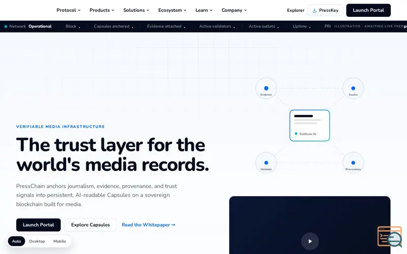 Screenshot of PressChain