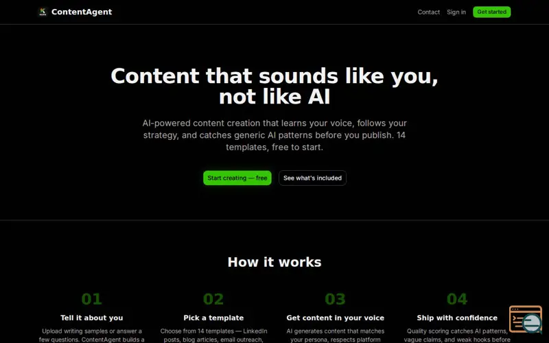 Screenshot of ContentAgent