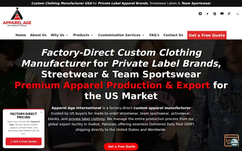 Screenshot of Apparel Age International, a launch using Alibaba TrustPass