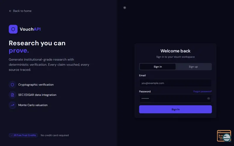 Screenshot of Vouch API