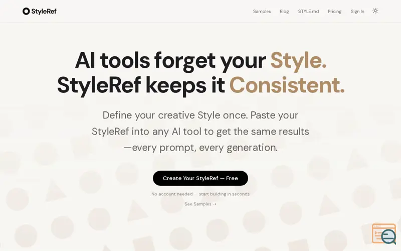 Screenshot of StyleRef