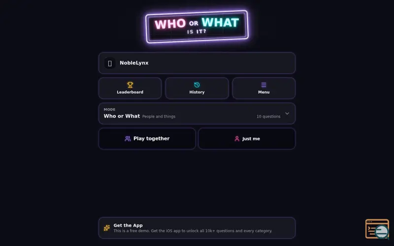 Screenshot of Who or What is it?