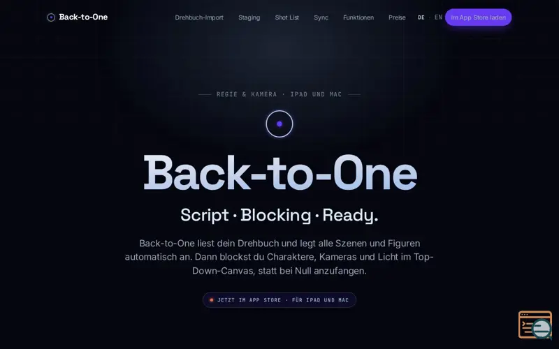 Screenshot of Back-to-One · Script · Blocking · Ready