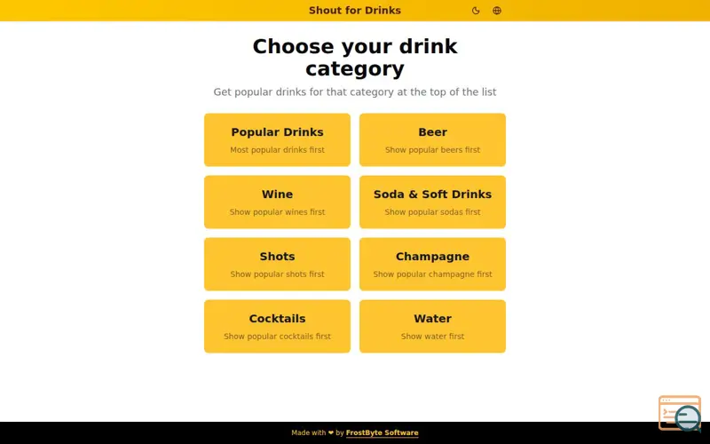 Screenshot of Shout for Drinks