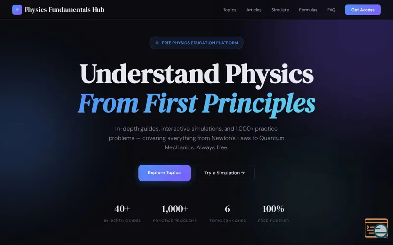 Screenshot of PhysicsFundamentalsHub