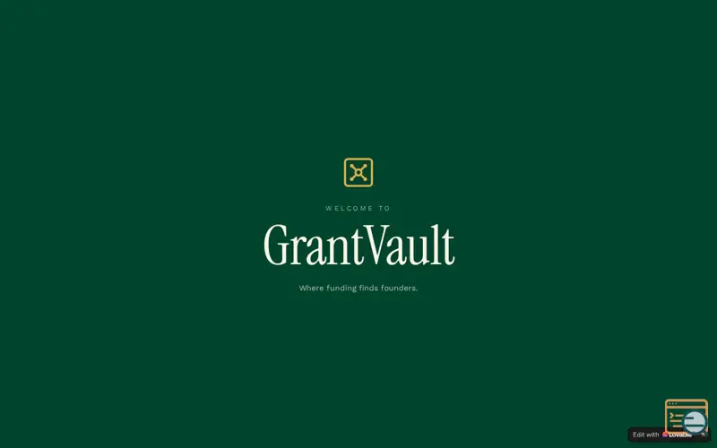 Screenshot of GrantVault  Where funding finds founders
