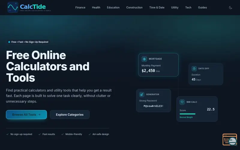 Screenshot of CalcTide