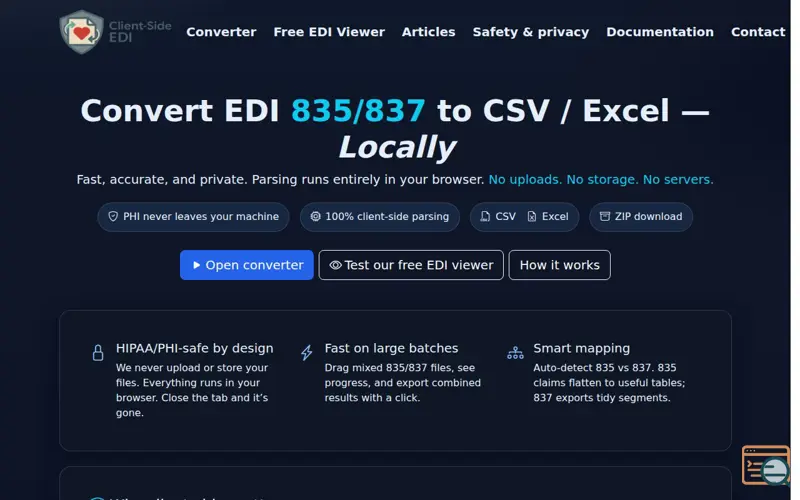 Screenshot of Client-Side EDI