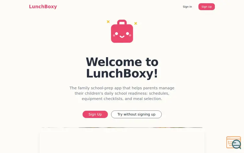 Screenshot of LunchBoxy