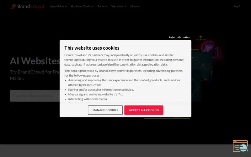 Screenshot of BrandCrowd AI Website Maker, a launch using Valimail