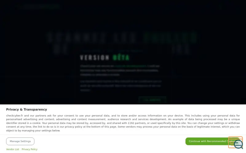 Screenshot of CheckCyber