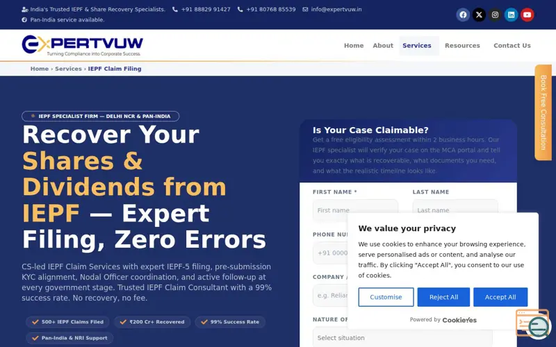Screenshot of Expertvuw Management