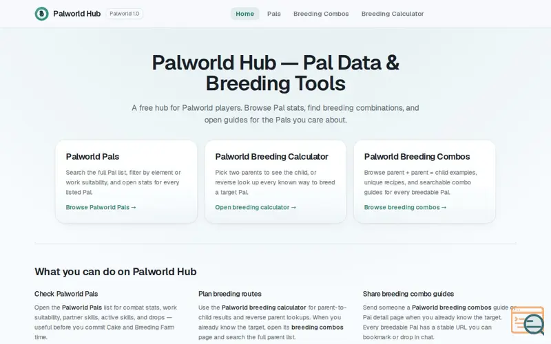 Screenshot of Palworld Hub