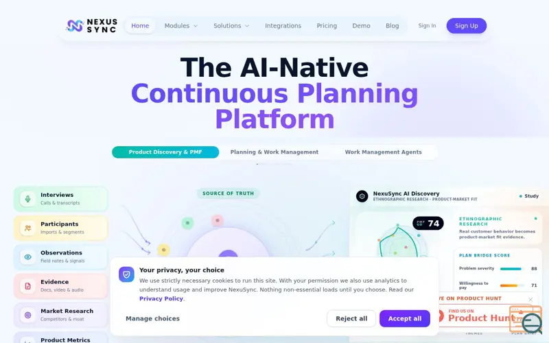 Screenshot of AI-native - Continuous Planning Platform