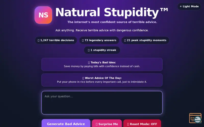 Screenshot of Natural Stupidity™