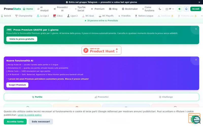 Screenshot of PronoStats, a launch using API-Sports