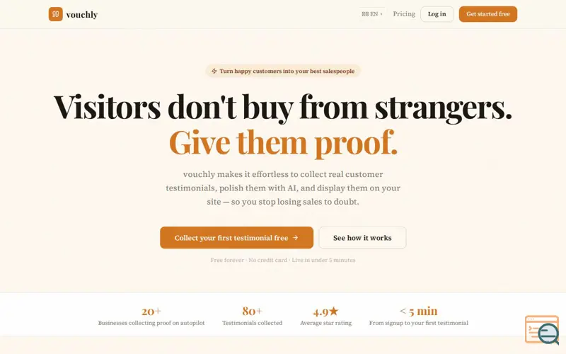 Screenshot of vouchly
