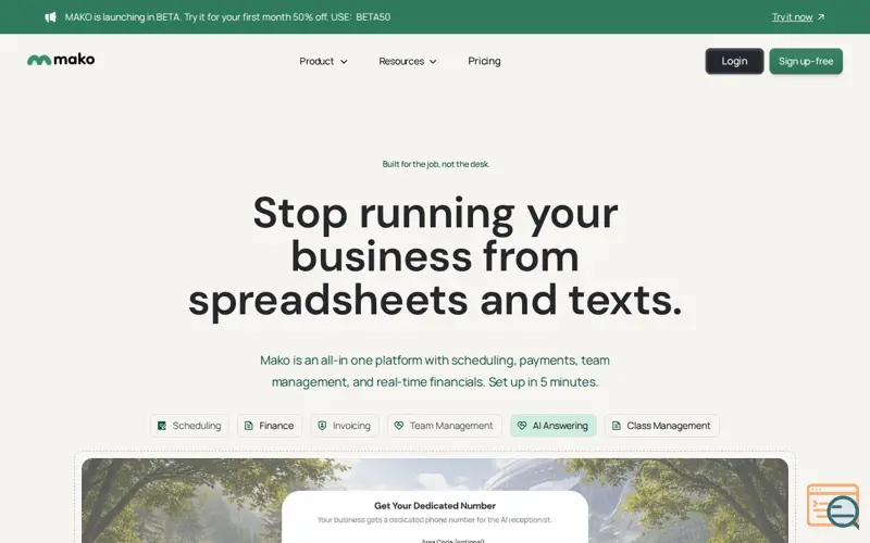 Screenshot of Mako CRM