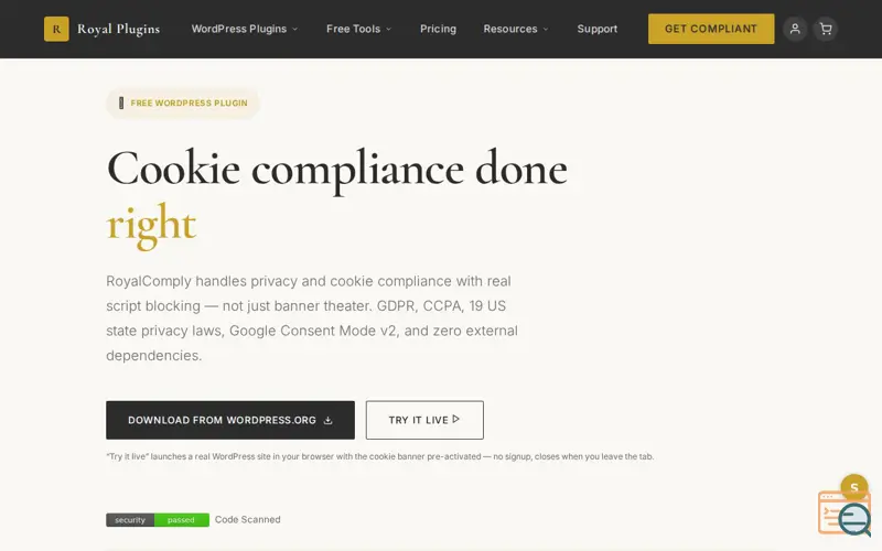 Screenshot of Royal Comply, a launch using SEOBolt
