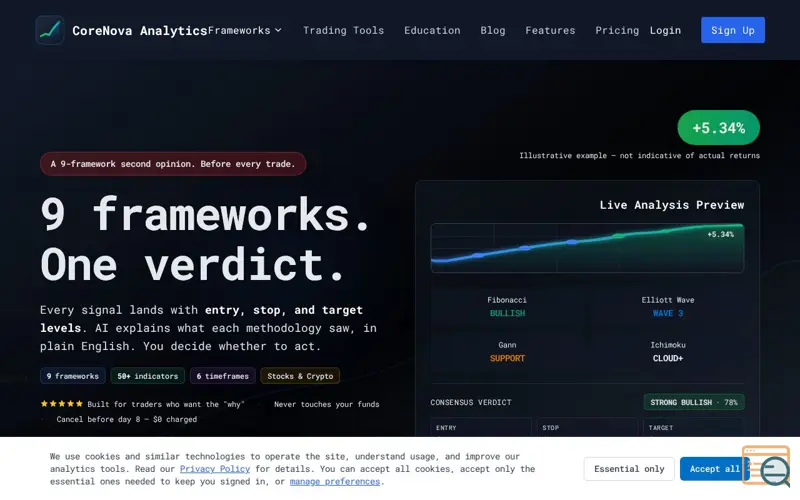 Screenshot of CoreNova Analytics
