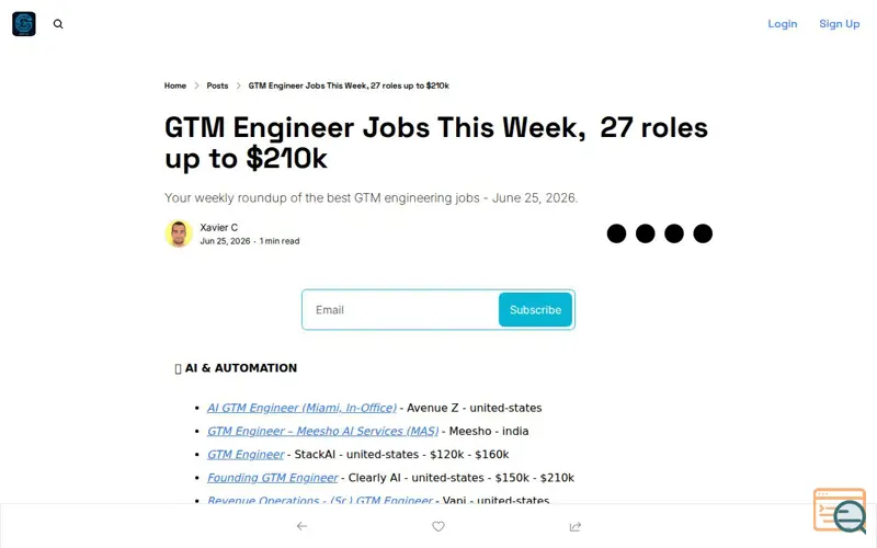 Screenshot of GTM Jobs