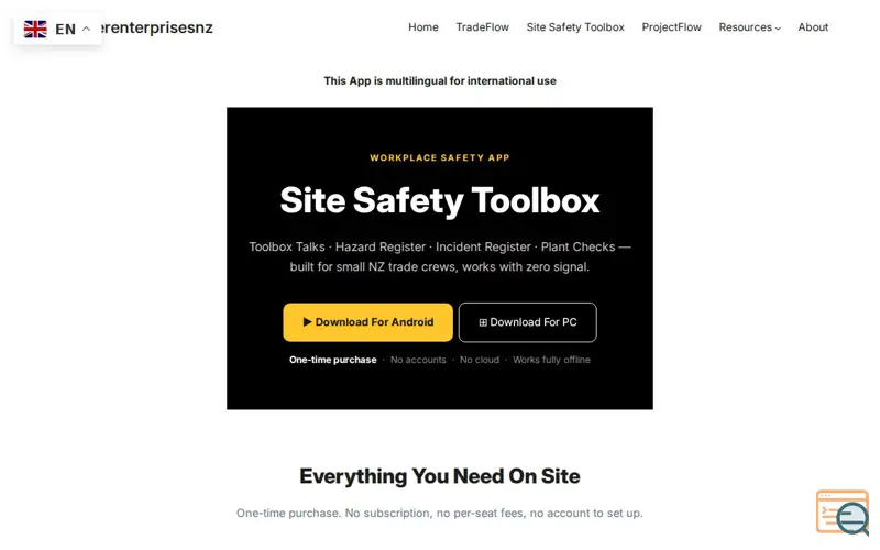 Screenshot of Workplace Safety App Site Safety Toolbox