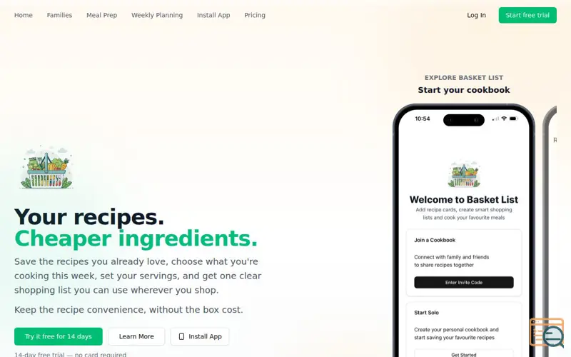 Screenshot of Basket List