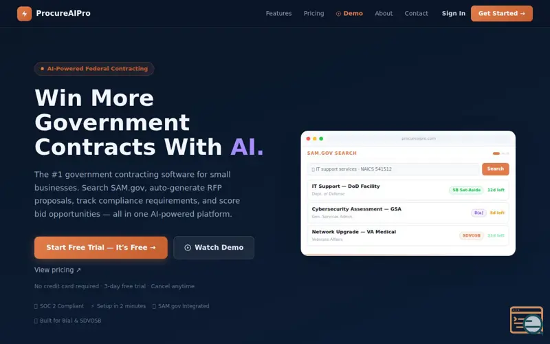 Screenshot of Wmore federal contracts faster!