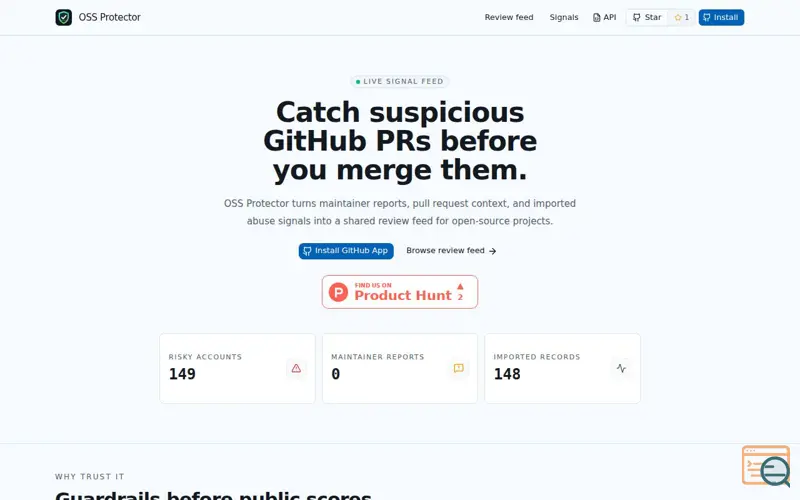 Screenshot of OSS Protector, a launch using LaunchIgniter