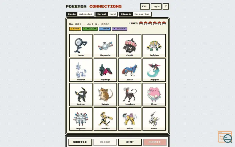 Screenshot of Pokémon Connections